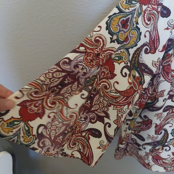 Chicos-3 Multicolored Split sleeve Paisley Pattern Blouse XL Western Festival - Picture 4 of 9